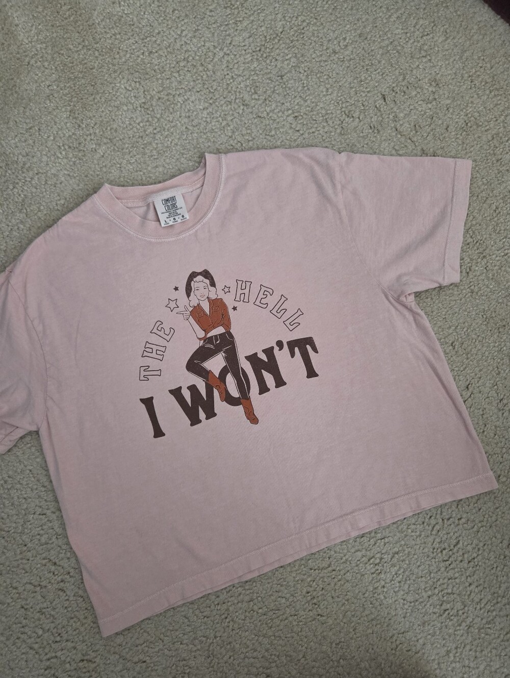 Cowgirl Cotton Crop Tee L